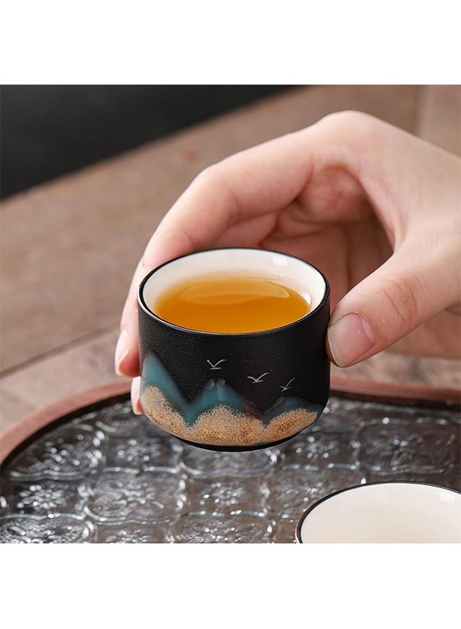 شو وو طقم هدايا من 5 فناجين شاي سيراميك، فناجين قهوة إسبريسو V60 مزدوجة الجدار، طقم فناجين شاي بورسلين، طقم شاي كونغ فو صيني، كوب شاي على الطريقة اليابانية، طقم شاي يربا ماتي، طقم أكواب ماتي سيراميك 70 مل، 5 ألوان (تغليف أنيق، يُستخدم كهدية، 70 مل). - Image 4