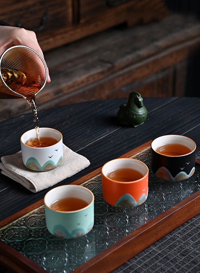 شو وو طقم هدايا من 5 فناجين شاي سيراميك، فناجين قهوة إسبريسو V60 مزدوجة الجدار، طقم فناجين شاي بورسلين، طقم شاي كونغ فو صيني، كوب شاي على الطريقة اليابانية، طقم شاي يربا ماتي، طقم أكواب ماتي سيراميك 70 مل، 5 ألوان (تغليف أنيق، يُستخدم كهدية، 70 مل). - Image 3