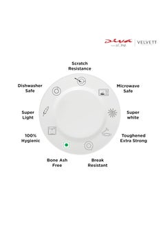 La Opala La Opala Diva Velvett Collection Opal Glass Crockery | for Family of 8 | Dinner Set 45 pcs Pearl Grey | Plates & Bowls for Dining | Microwave Safe | 100% Vegetarian | Extra Strong | Light & White  - Image 5