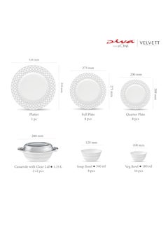 La Opala La Opala Diva Velvett Collection Opal Glass Crockery | for Family of 8 | Dinner Set 45 pcs Pearl Grey | Plates & Bowls for Dining | Microwave Safe | 100% Vegetarian | Extra Strong | Light & White  - Image 4