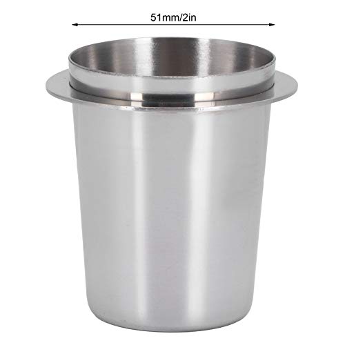Fdit 51mm Coffee Dosing Cup Dose Cup Stainless Steel Coffee Machine Handle Dosing Cup Mug Coffee Powder Feeder Part For Milk Tea Shops Homes Coffee Shops ?Silver? - Image 2