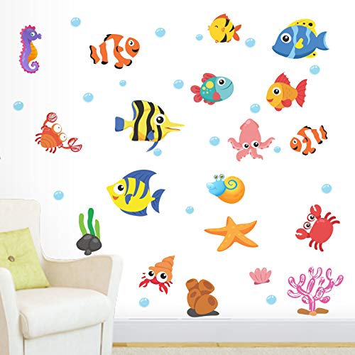 StickMe 'Aquarium Fish Tank Baby - Kids - Learning Education Nursery Pre School Kinder Garden Wall Sticker ' -SM394 (Multi Colour, Vinyl - 100cm X 70 cm), Self Adhesive - Image 1