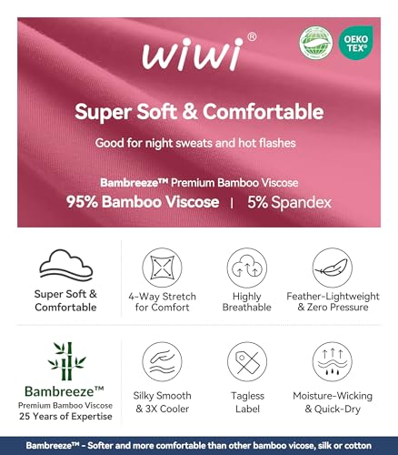 WiWi Wide Leg Pajama Pants for Women Viscose from Bamboo Soft Sleep Pj Sweatpants Lounge Palazzo Pjs Bottoms S-XXL, Pale Violet Red, Small - Image 5