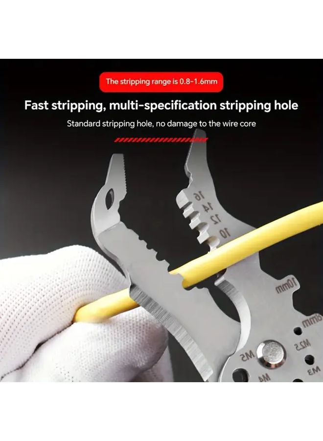 New Upgraded Chrome Steel Multifunctional Wire Stripper Cutter For Electrical Work - Image 4