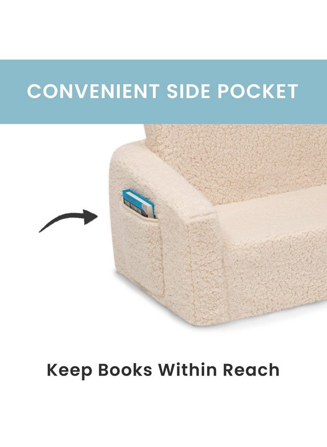 Delta Children Cozee Flip-Out Sherpa 2-in-1 Convertible Sofa to Lounger for Kids, Cream - Image 3