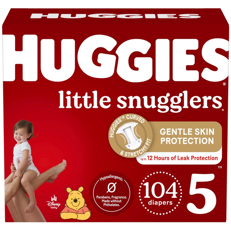 HUGGIES حفاضات هاجيز حجم 5 للأطفال الصغار 27 رطل 104 قطعة
