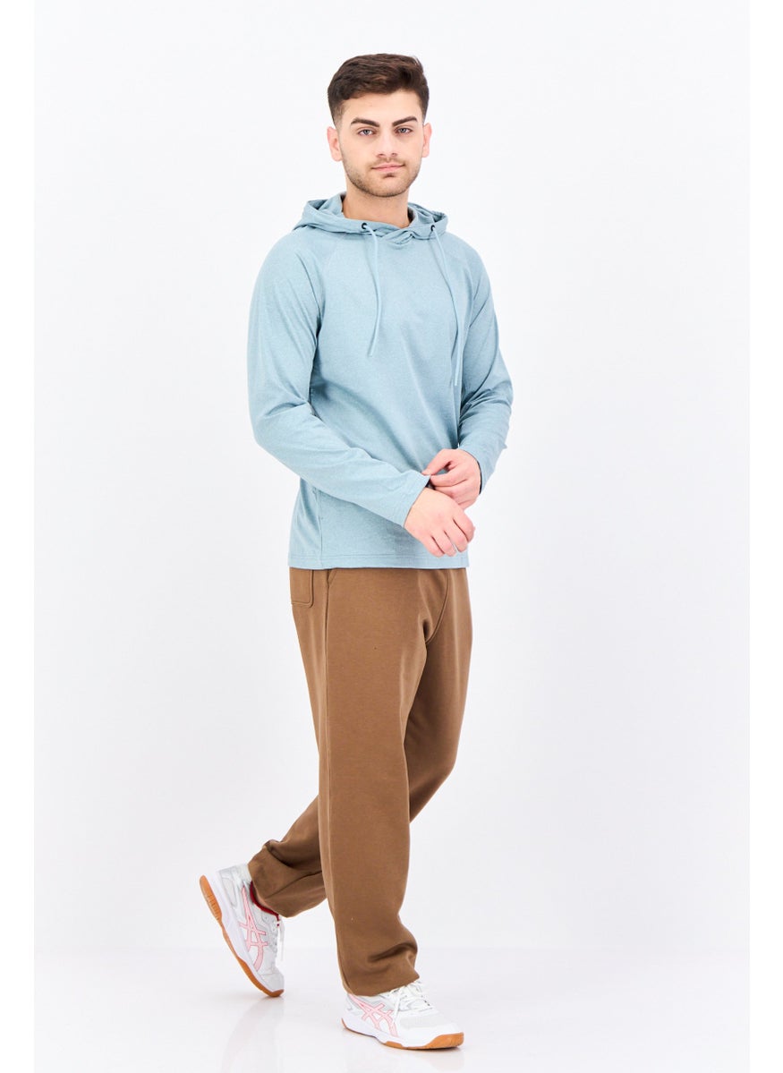 Gaiam Men Slim Fit Long Sleeve Training Hoodies, Slate Green Heather  - Image 4