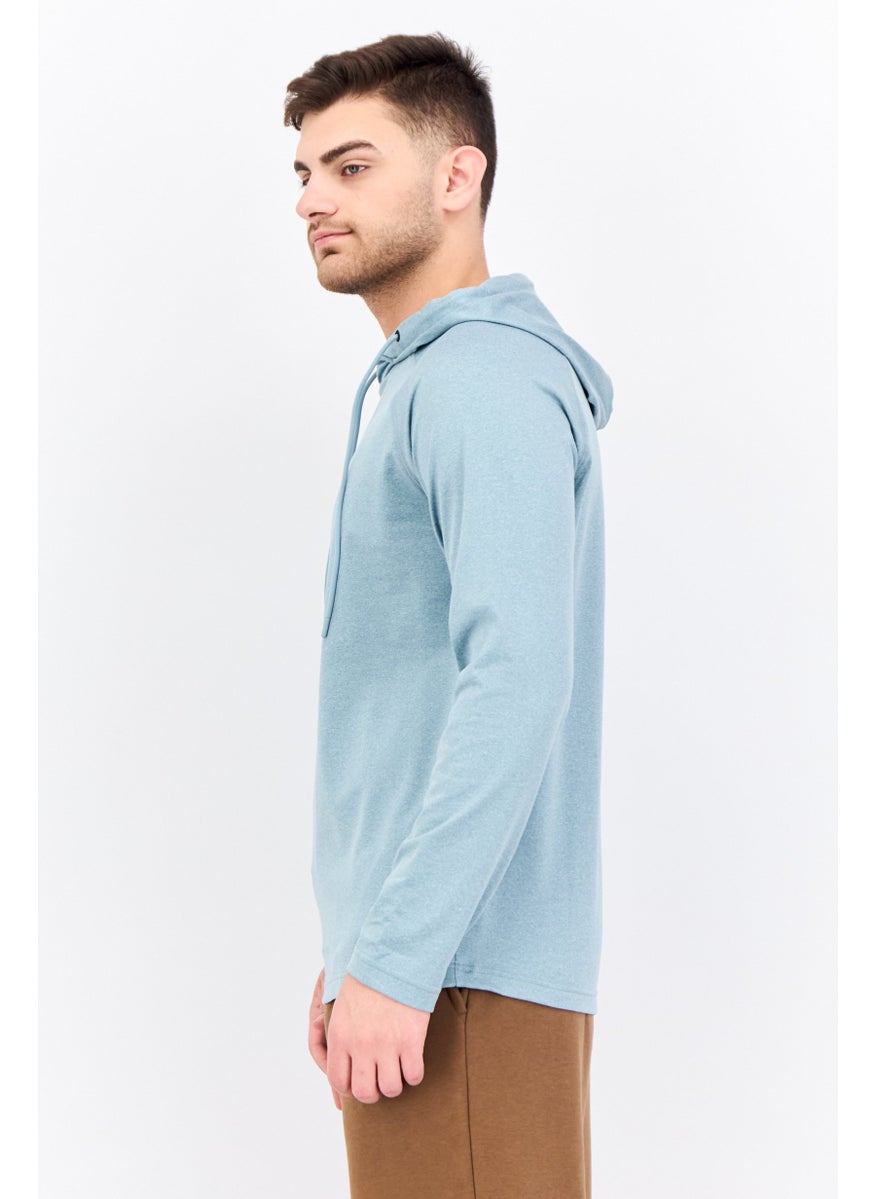 Gaiam Men Slim Fit Long Sleeve Training Hoodies, Slate Green Heather  - Image 2