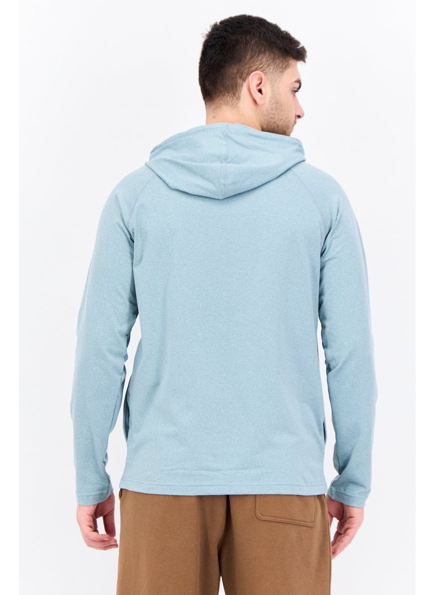 Gaiam Men Slim Fit Long Sleeve Training Hoodies, Slate Green Heather  - Image 3