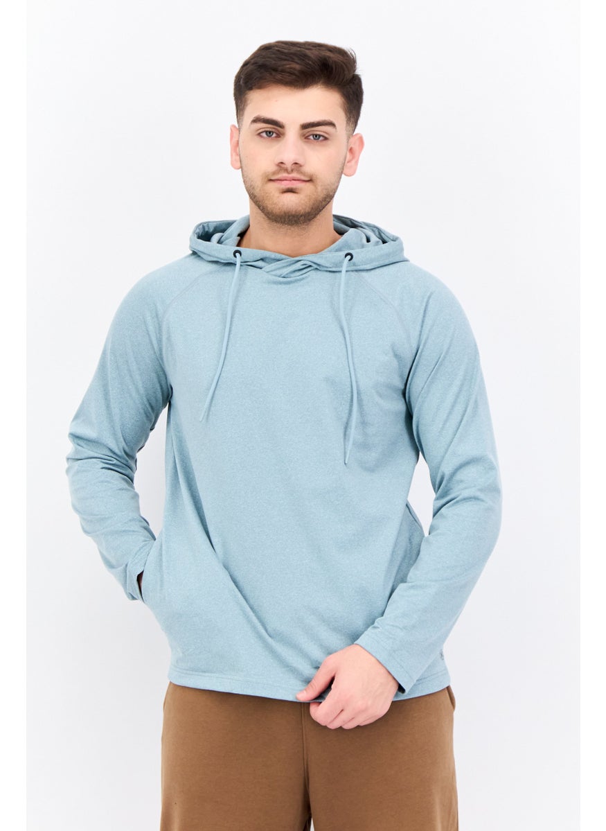 Gaiam Men Slim Fit Long Sleeve Training Hoodies, Slate Green Heather  - Image 1