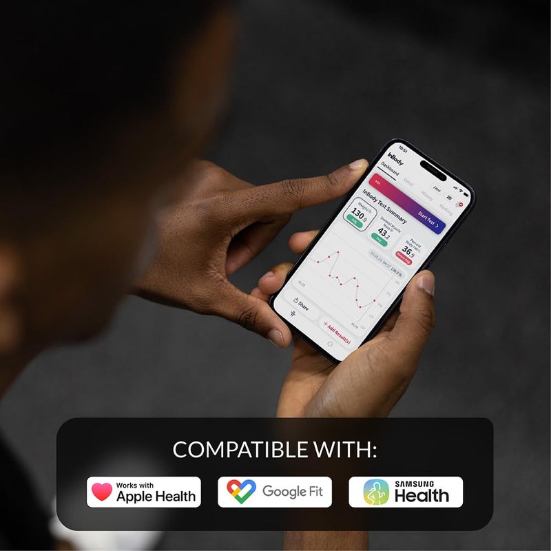 InBody ميزان الدهون في الجسم InBody Dial H20 - ميزان InBody لوزن الجسم ونسبة الدهون وكتلة العضلات - ملحقات صالة الألعاب الرياضية للرجال والنساء، جهاز قياس الدهون في الجسم - متصل عبر البلوتوث، بيج الشوفان - Image 3