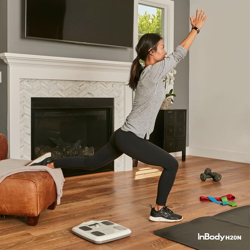 InBody ميزان الدهون في الجسم InBody Dial H20 - ميزان InBody لوزن الجسم ونسبة الدهون وكتلة العضلات - ملحقات صالة الألعاب الرياضية للرجال والنساء، جهاز قياس الدهون في الجسم - متصل عبر البلوتوث، بيج الشوفان - Image 2