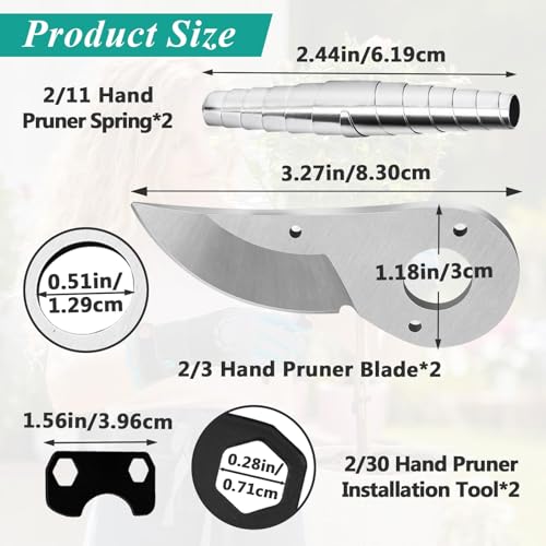 Gfdoso 2 Pcs Hand Pruner Replacement Kit (2/3-1) Compatible with Felco Pruners Models: F2, F4 &F11 - Spare Blade, Spring & Adjustment Key for Garden Pruning Shears & Bypass Clippers - Image 3