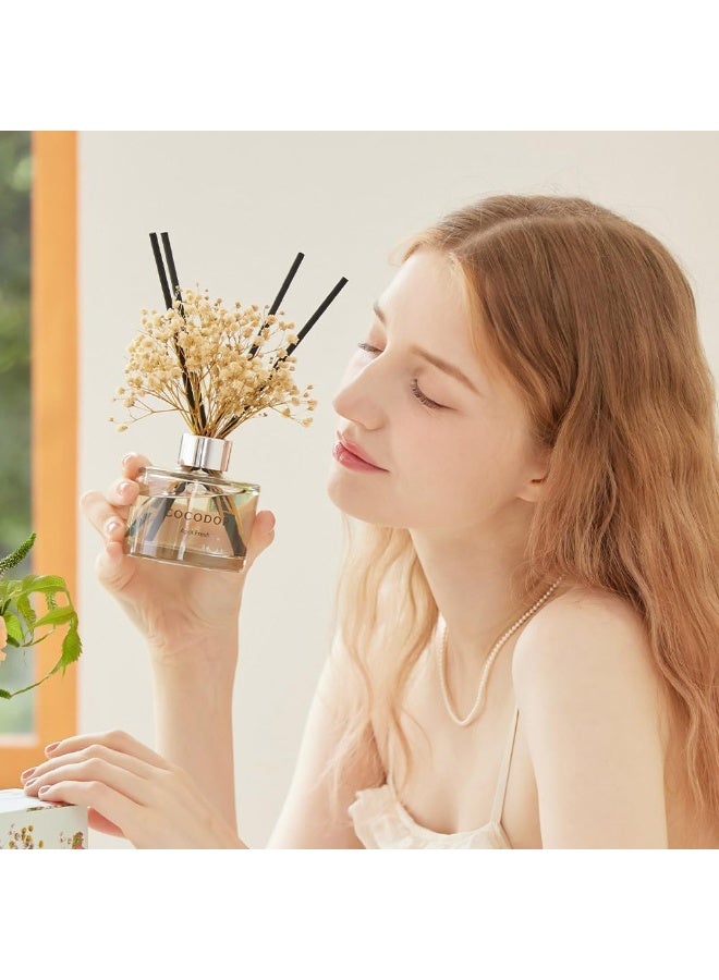 كوكودور مجموعة معطّر كوكودور بعصا القصب / 6.7 أونصة / معطّر بروائح الأعواد لتعطير المنزل مع الأعواد، مناسب لتزيين رف الحمّام (ليمون وإيكاليبتوس) - Image 5