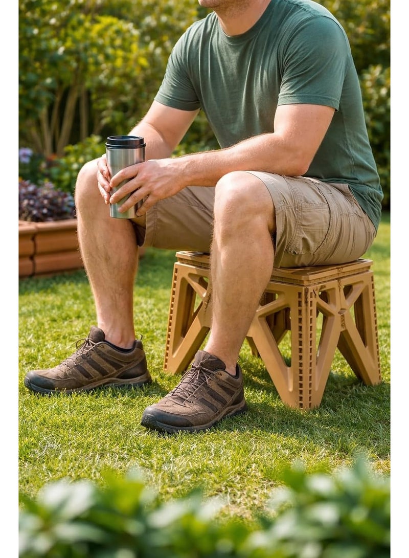 كرسي  بلاستيكي كبير قابل للطي، شديد التحمل، محمول، بتصميم موفر للمساحة، لون أخضر، مناسب للاستخدام الداخلي والخارجي، للتخييم، الصيد، والحدائق، داعم، قوي وعملي، 33×39×27 سم - Image 2