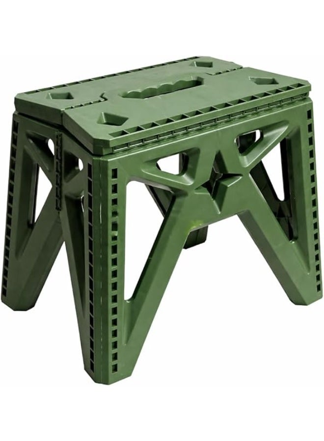 كرسي  بلاستيكي كبير قابل للطي، شديد التحمل، محمول، بتصميم موفر للمساحة، لون أخضر، مناسب للاستخدام الداخلي والخارجي، للتخييم، الصيد، والحدائق، داعم، قوي وعملي، 33×39×27 سم - Image 1