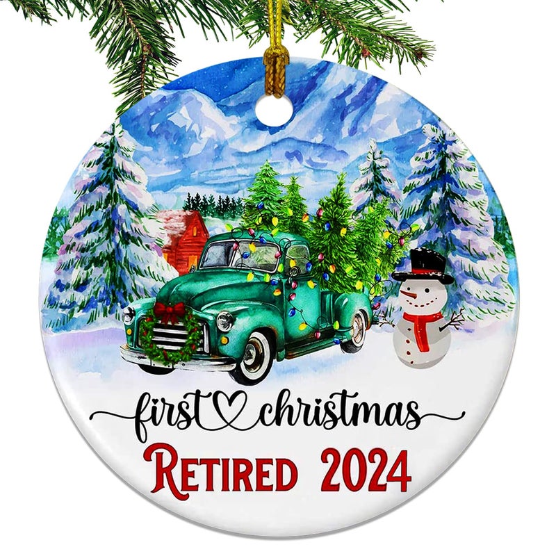 JUNQIU US JUNQIU Retirement Ornament 2024  Best Retirement Gift for Woman or Men - Retired Gifts for Women Mom Nurses Teacher  Retirement Decorations - First Christmas Retired Ornament 2024 - Image 1