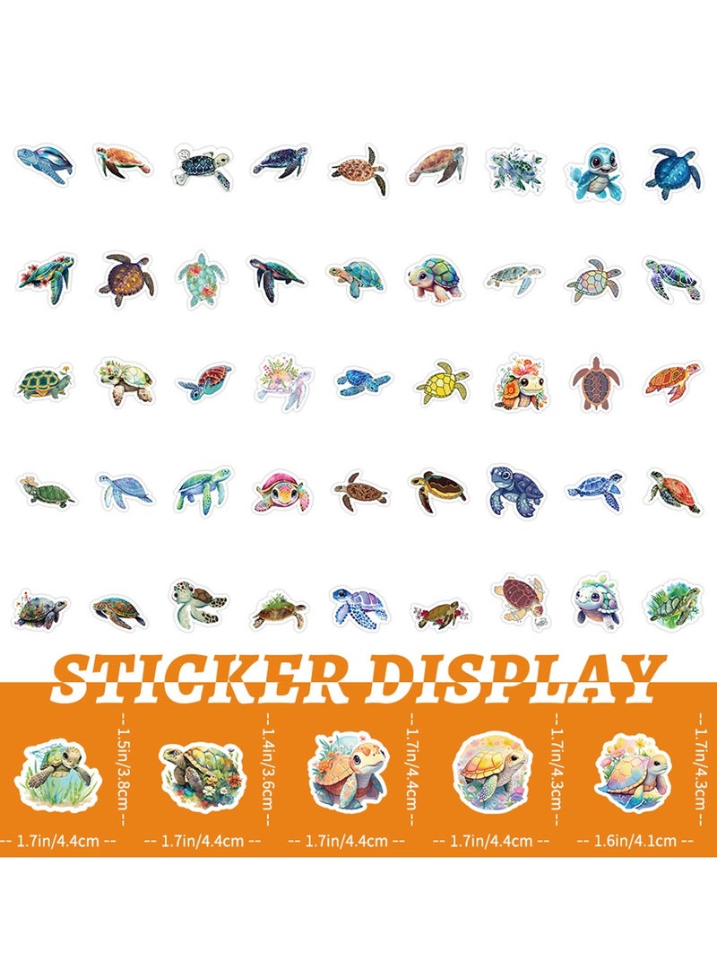 100 Pcs Sea Turtle Stickers, Colorful Ocean Stickers Summer Waterproof Stickers Ocean Turtle Decals for Refrigerator, Water Bottles, Laptop, Luggage, Skateboard, Guitar Decorations - Image 3