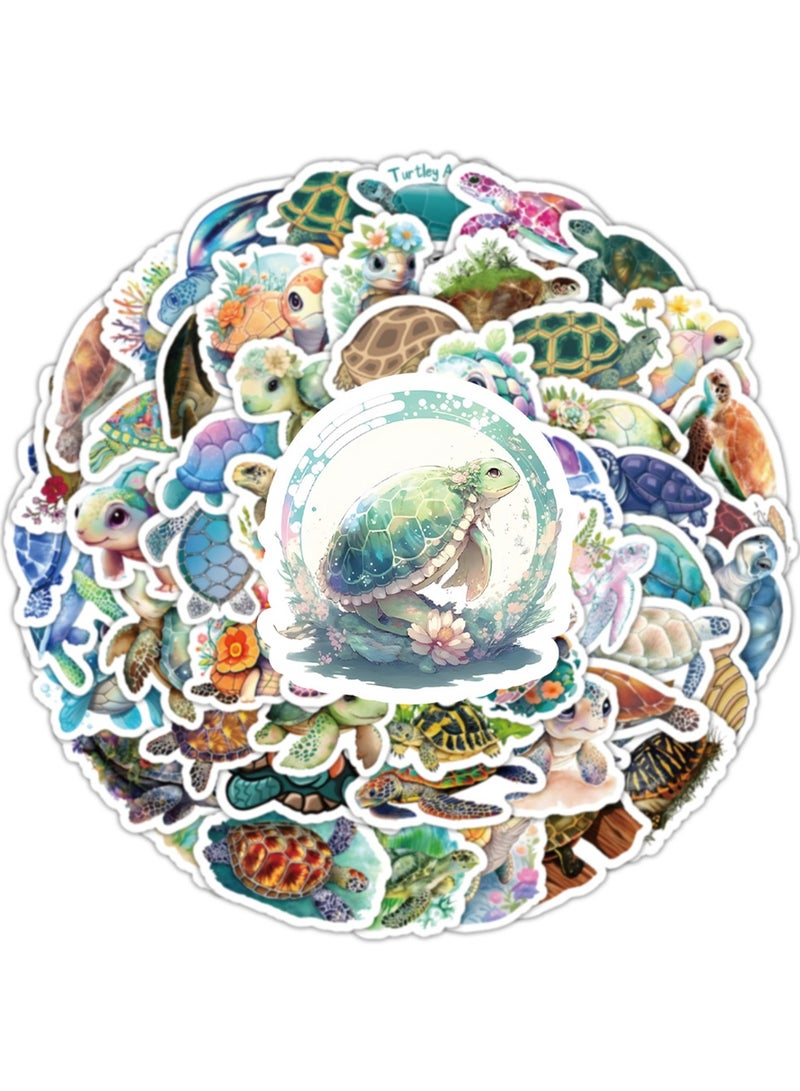 100 Pcs Sea Turtle Stickers, Colorful Ocean Stickers Summer Waterproof Stickers Ocean Turtle Decals for Refrigerator, Water Bottles, Laptop, Luggage, Skateboard, Guitar Decorations - Image 2