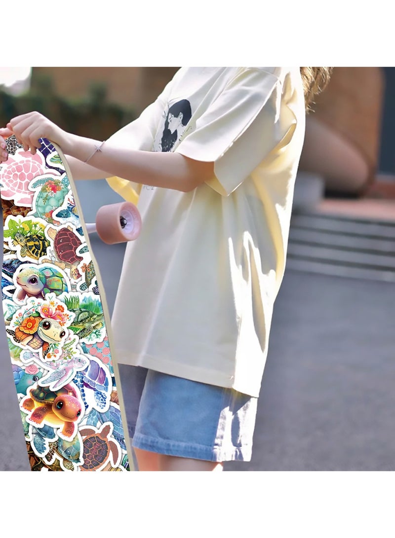 100 Pcs Sea Turtle Stickers, Colorful Ocean Stickers Summer Waterproof Stickers Ocean Turtle Decals for Refrigerator, Water Bottles, Laptop, Luggage, Skateboard, Guitar Decorations - Image 5
