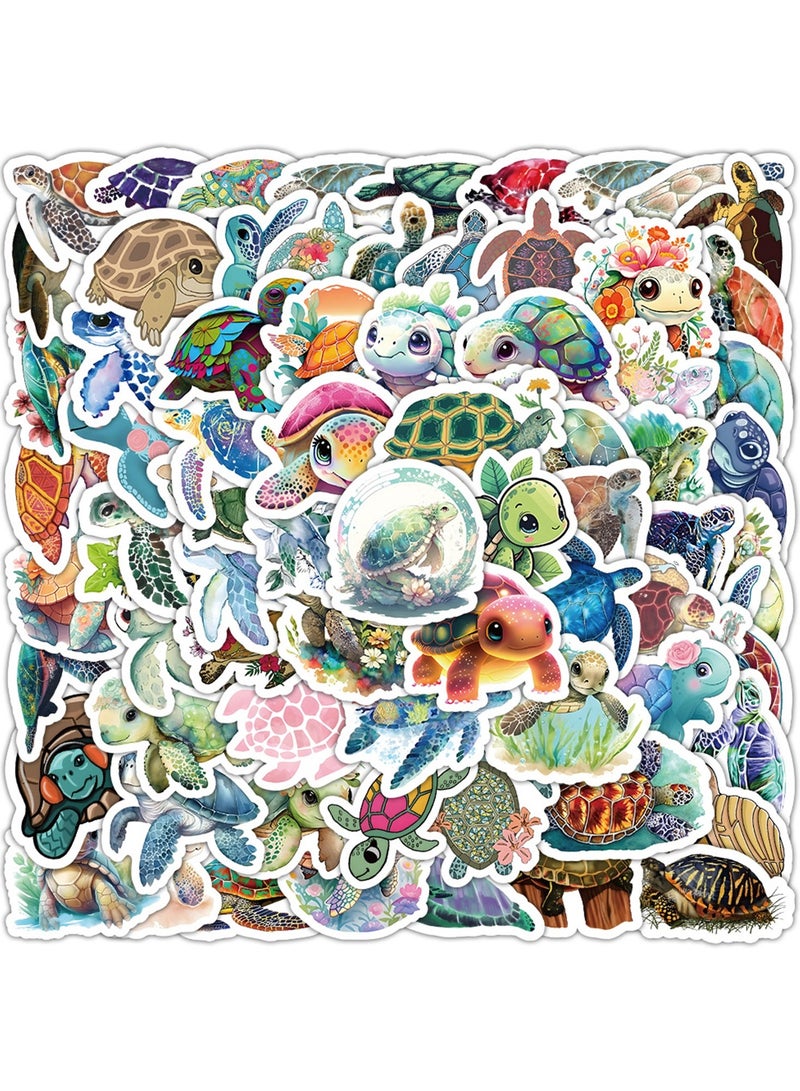 100 Pcs Sea Turtle Stickers, Colorful Ocean Stickers Summer Waterproof Stickers Ocean Turtle Decals for Refrigerator, Water Bottles, Laptop, Luggage, Skateboard, Guitar Decorations - Image 1