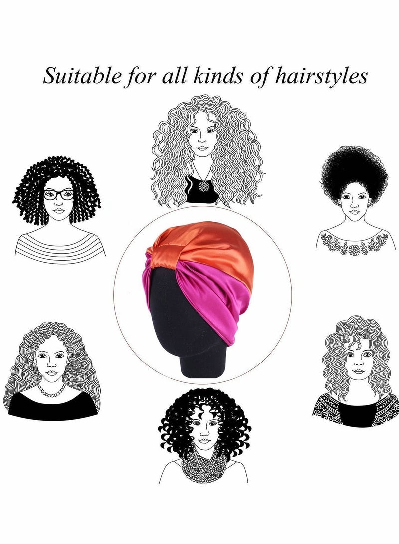 NIBEMINENT Shower Caps for Women, Satin Reusable Double Layer Protective Hair Caps, Elastic Hem Turban Silk Nightcap Haircare Cap - Image 5