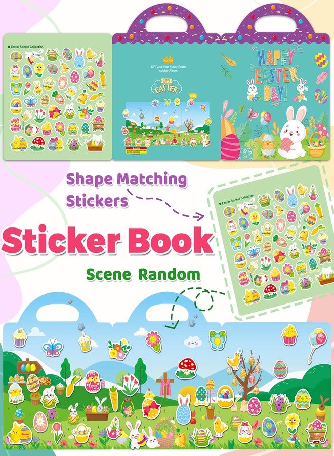 Oomloid Easter Sticker Books for Kids, Easter Basket Stuffers Reusable Sticker Books for Toddlers, Travel Toys Activities Crafts Birthday Gifts for Boys Girls Kids - Image 3
