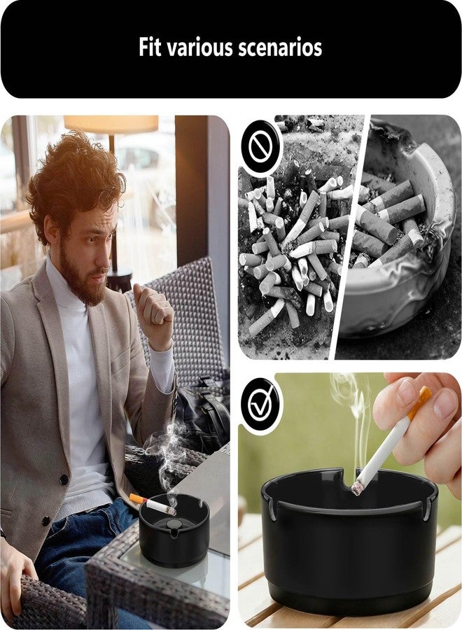 roygra Ash Tray (5 Pack), Outdoor Ashtray for Outside Patio, Resin Ashtrays for Cigarettes with 3 Holder, Smoking Accessories, Home Décor, Stackable Ashtrays for Smokers Indoor - Black - Image 3