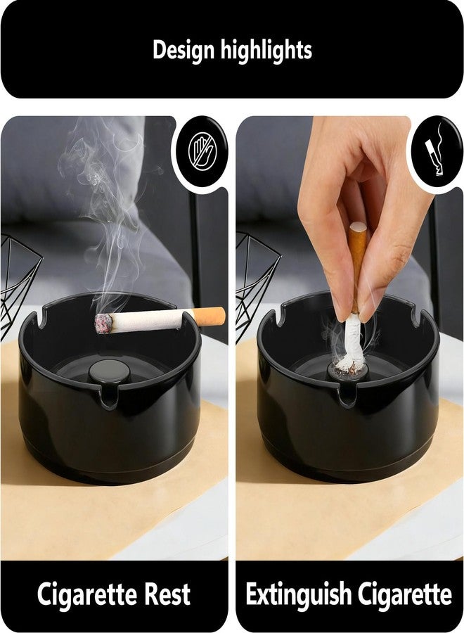 roygra Ash Tray (5 Pack), Outdoor Ashtray for Outside Patio, Resin Ashtrays for Cigarettes with 3 Holder, Smoking Accessories, Home Décor, Stackable Ashtrays for Smokers Indoor - Black - Image 4