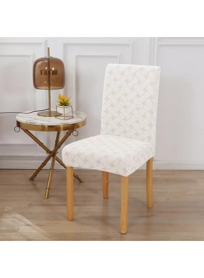 ستايليز غطاء كرسي ستايليز المرن القابل للإزالة والغسل، قصير من قماش الجاكار، غطاء واقي لمقعد كرسي الطعام (عبوة من 6 قطع، عاجي، JCMC27) - Image 2