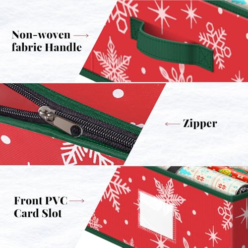 StorageRight Wrapping Paper Organizer Storage Container, Christmas Gift Wrapping Paper Storage Box for Paper Ornaments，Paper Storage Holder for Holiday Decoration Snowflake/Red - Image 4