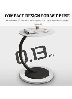 Rock Pow End Table Side Table for Sofa Round Couch Table Small TV Tray Table for Living Room Bedroom 40 * 62cm  - Image 4