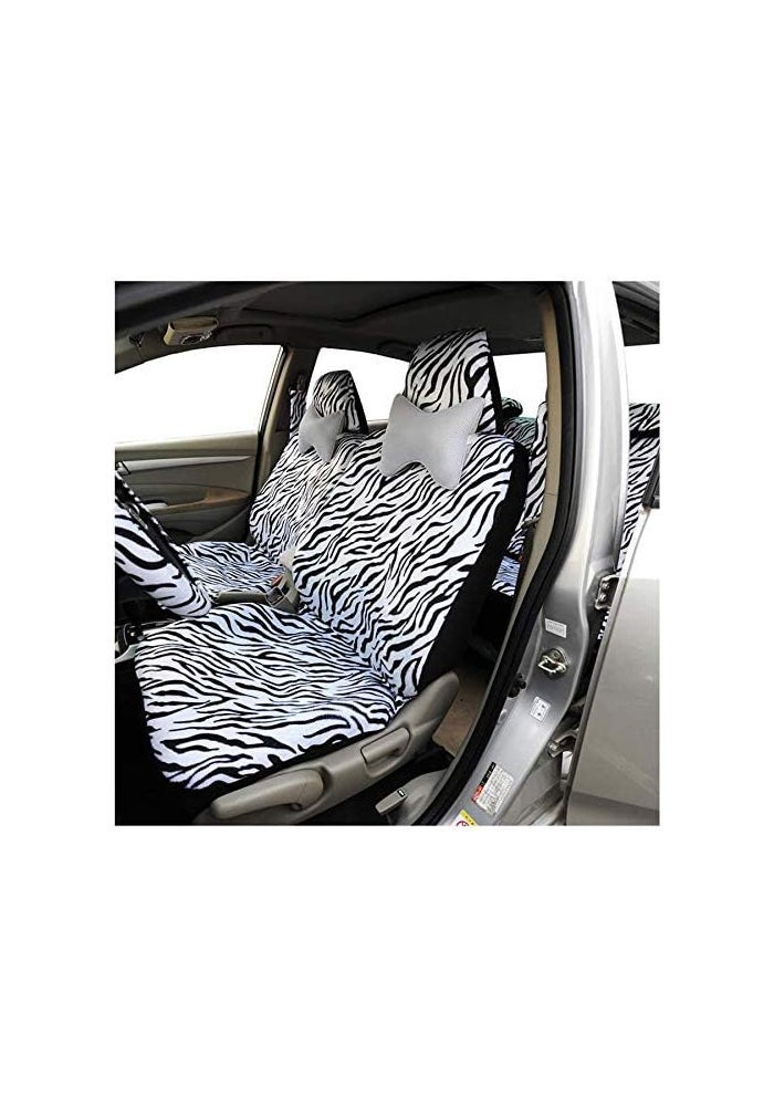 AUTOFAN Audel Zebra Car Seat Covers Full Set with Steering Wheel Cover and Seat Belt Pads - Image 2