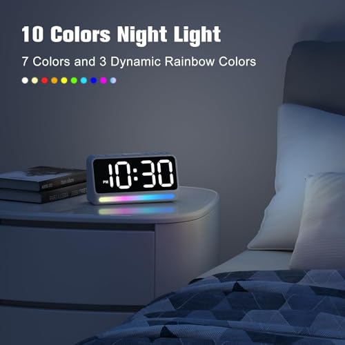 REACHER Extra Loud Alarm Clock for Heavy Sleepers Adults, 5 Extremely Loud Wake Up Sounds, Kids Alarm Clock for Teens, Boys, Bedrooms, LED Digital Display, 7 Color Night Light,Dimmer,Bedside - Image 5