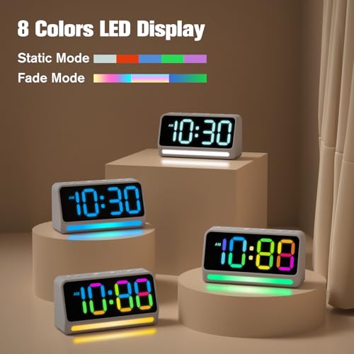 REACHER Extra Loud Alarm Clock for Heavy Sleepers Adults, 5 Extremely Loud Wake Up Sounds, Kids Alarm Clock for Teens, Boys, Bedrooms, LED Digital Display, 7 Color Night Light,Dimmer,Bedside - Image 4