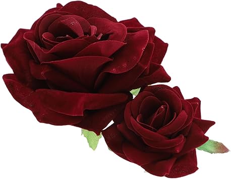 SOLUSTRE Flower Hairpin Rose Hair Clip Elegant Flower Bobby Pin Women Rose Flower Hair Accessories for Ladies Girls Valentines Day Decoration Wine Red - Image 1