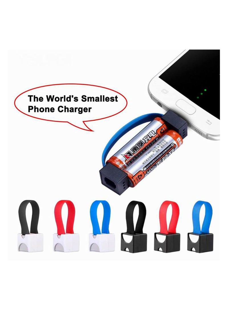SYOSI Mini Portable Charger, Powered by AA/AAA Battery Smartphone Emergency Charger Compatible with MicroUSB to Lightning and USB-C Adapter Suit for Cell Phone Portable Devices (Red) - Image 2