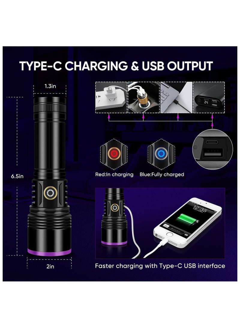 20W 355nm UV Flashlight USB Rechargeable Light High Power Black for Pet Urine Detection, Resin Curing, Minerals, Blood Tracking, Scorpion, Rockhounding,Yooperlites,A/C Leak Detect  - Image 4