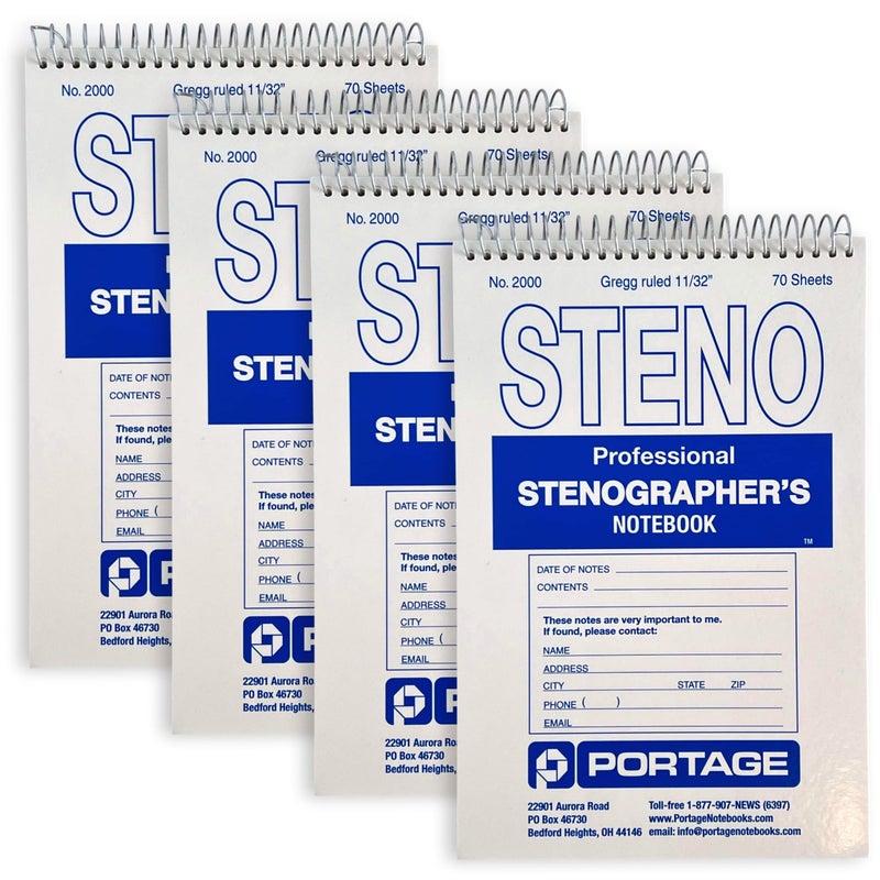 Portage Steno Notebook | 6" x 9" With Ultra Thick Backing Perfect For Writing Wherever You Need, 70 Sheets of Quality, Gregg Ruled Paper, Top Spiral Bound - Image 1