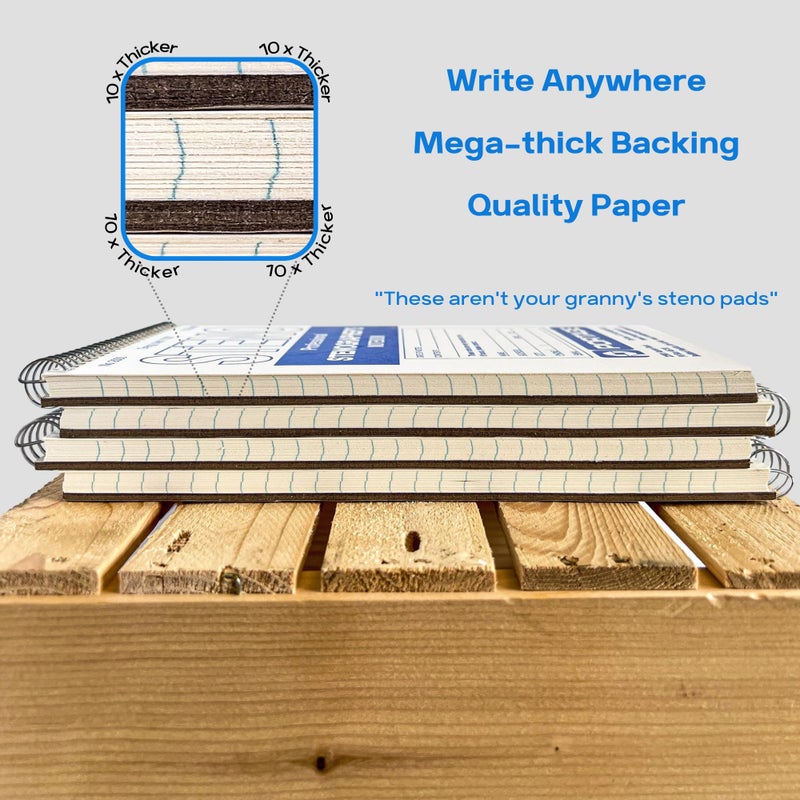 Portage Steno Notebook | 6" x 9" With Ultra Thick Backing Perfect For Writing Wherever You Need, 70 Sheets of Quality, Gregg Ruled Paper, Top Spiral Bound - Image 2