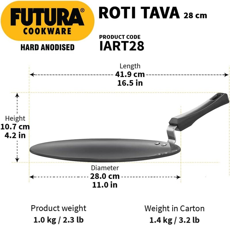Hawkins Futura 28 cm Hard Anodised Roti Tava - Induction Compatible, Black - Image 5