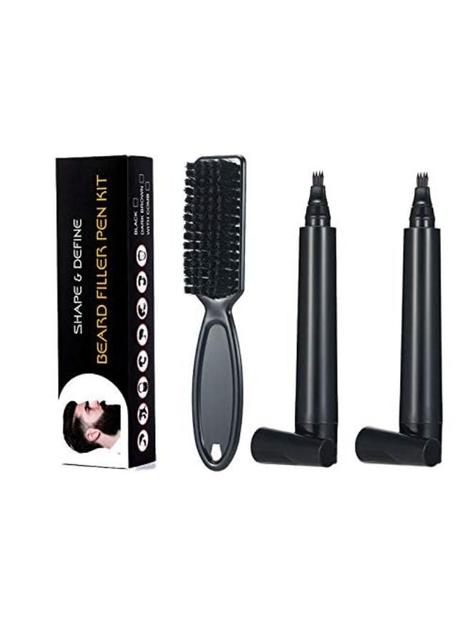 TIANWEI Tianwei Black Beard Pencil Filler Kit for Men Beard filling pen set with Brush Water Proof Long Lasting Coverage for Beard as Gift(Black)),XX-Large  - Image 1