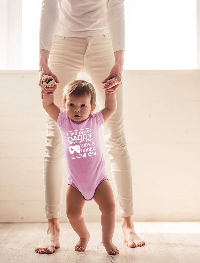 CBTwear Proof Daddy Does Not Play Video Games All the Time - Baby Clothes - Funny Newborn Bodysuit Outfits for Boys and Girls (Newborn, Pink) - Image 3