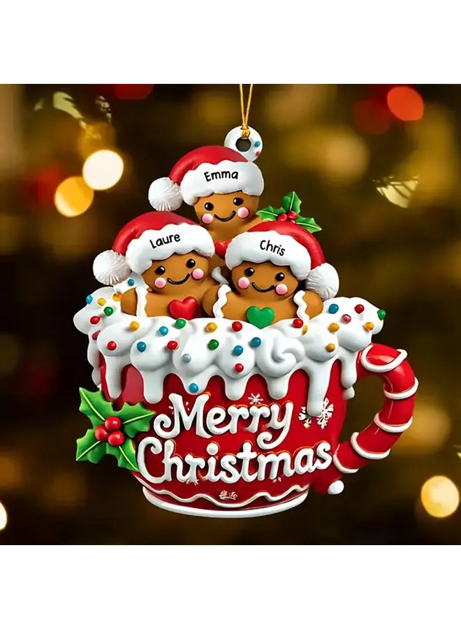 Personalized Gingerbread Man Family Christmas Ornaments Set Of 2 Acrylic Tree Decorations - Image 4