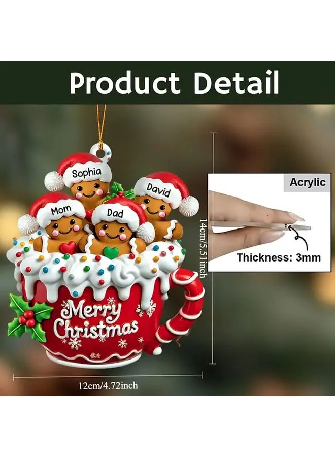 Personalized Gingerbread Man Family Christmas Ornaments Set Of 2 Acrylic Tree Decorations - Image 2