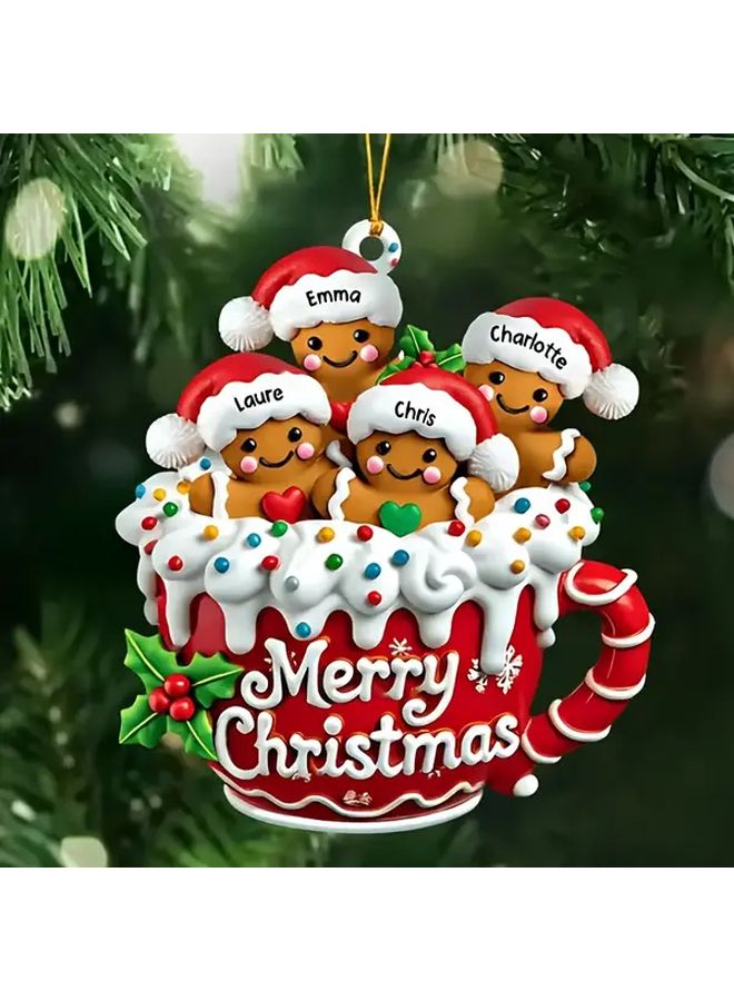 Personalized Gingerbread Man Family Christmas Ornaments Set Of 2 Acrylic Tree Decorations - Image 3