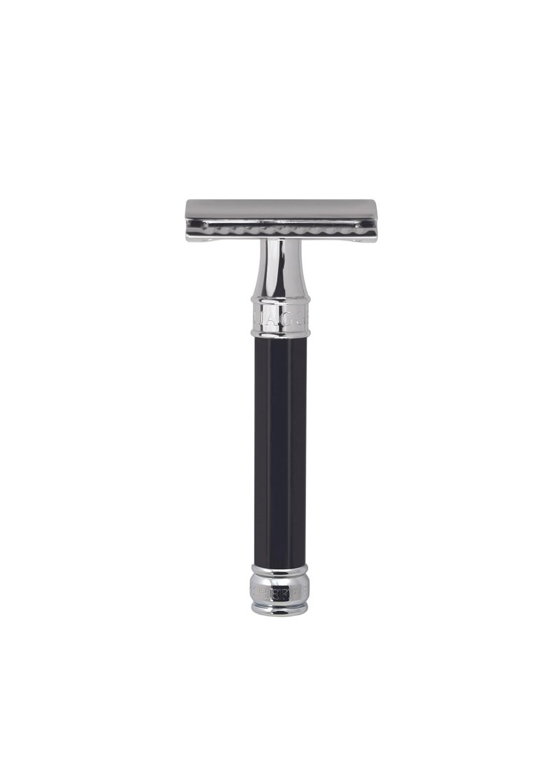 Edwin Jagger - Edwin Jagger Double Edge Safety Razor With Long Handle Black Octagonal - Image 1