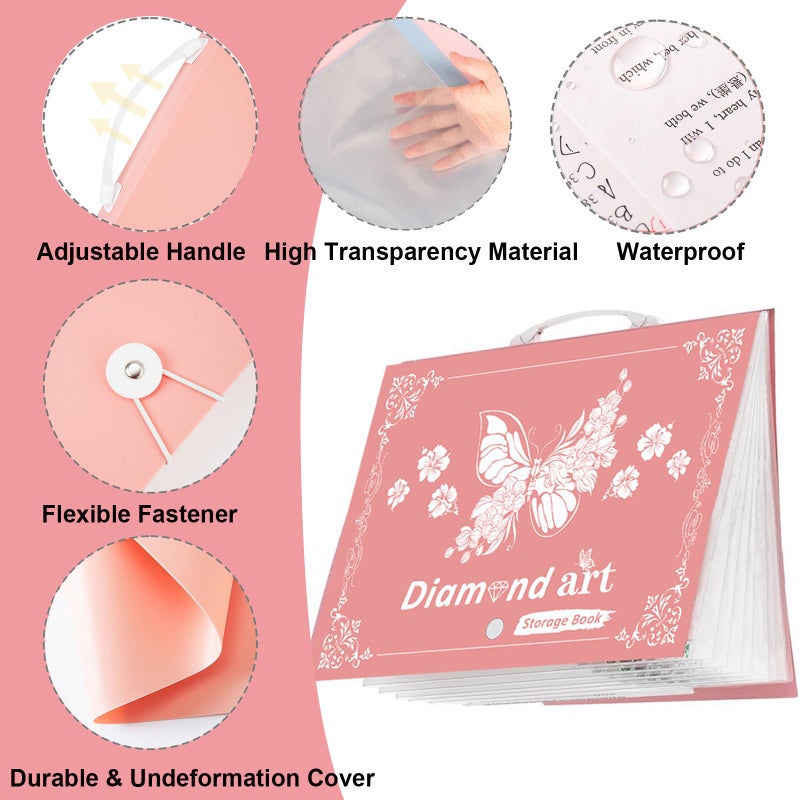 MUFEKUM 2 Pack A3 Storage Book for Diamond Painting, Handheld Diamond Art Portfolio Folder with 30 Pocket, Diamond Art Storage Book for 12â€x16â€ Diamond Painting Photo Picture - Image 3