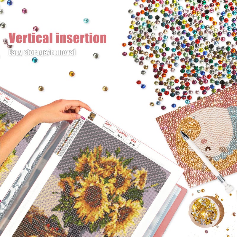 MUFEKUM 2 Pack A3 Storage Book for Diamond Painting, Handheld Diamond Art Portfolio Folder with 30 Pocket, Diamond Art Storage Book for 12â€x16â€ Diamond Painting Photo Picture - Image 4