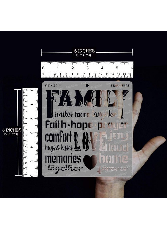 CrafTreat CrafTreat Family Quotes Stencils for Craft and Art - Family Quote Stencil - Size:6X6 Inches - Home Quote Stencils for Craft Painting - Family Stencil for Furniture Painting  - Image 1